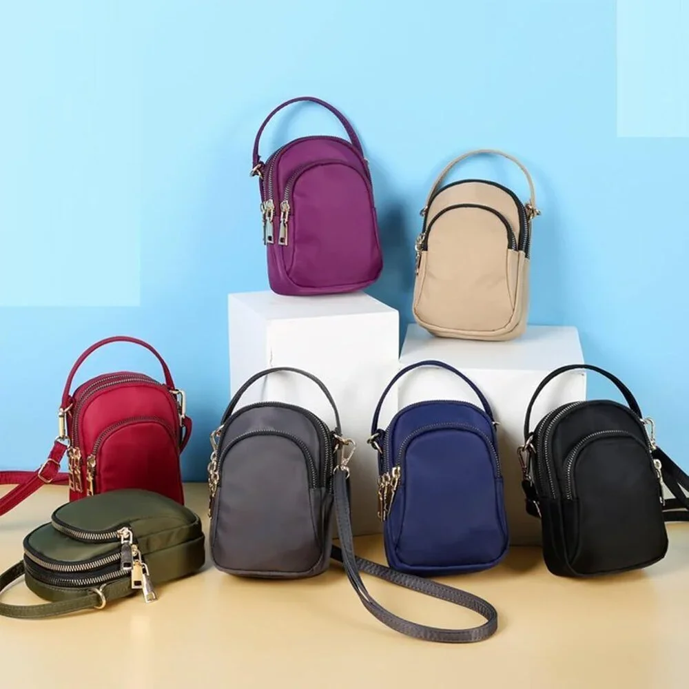 Women Crossbody Bag Nylon Waterproof Small Purses with 3 Zipper Pockets